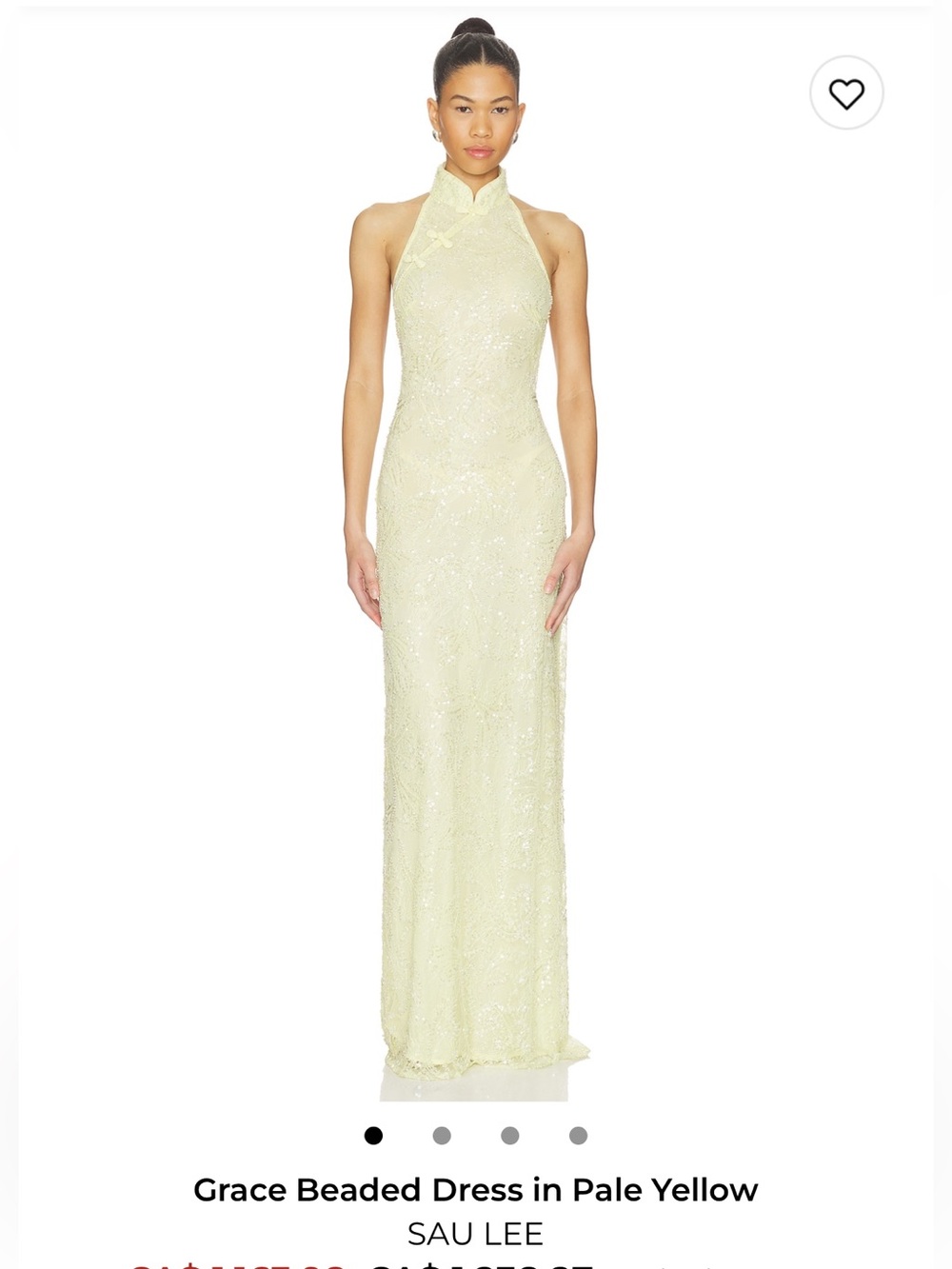 Sau Lee Grace Beaded Dress in Pale Yellow